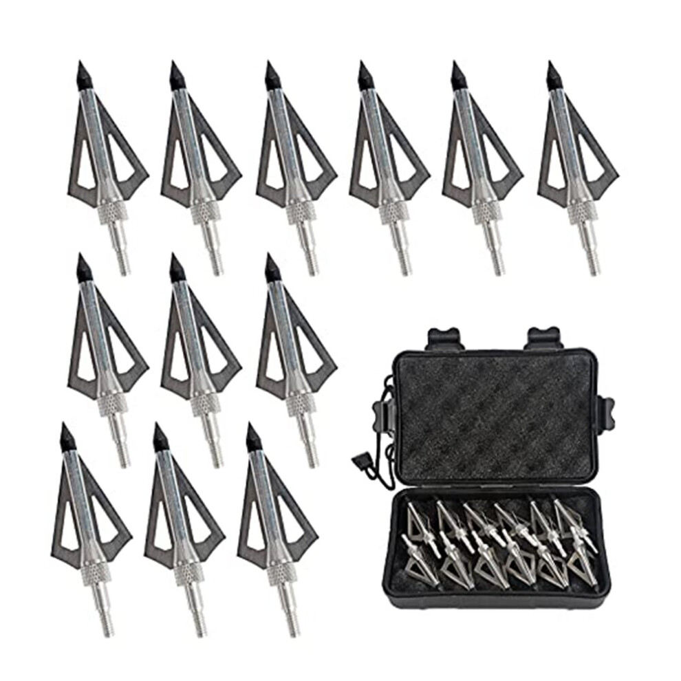 12 Pcs Hunting Archery Broadheads 100 3 Blades For Crossbow Grain 7408760158093