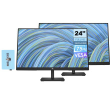 HP 24" Full HD (1920x1080) Computer Monitor Bundle with Docztorm Dock, 75Hz Anti-Glare Display, AMD FreeSync, HDMI, VGA, VESA Mount (100x100mm), Ideal