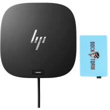 HP USB-C Essential Dock G5 (1 USB-C; 2 USB-A; 1 jack audio; 2 DisplayPort 1.4; 1 HDMI 2.0; 1 RJ-45)