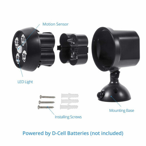 NICREW 600-Lumen Outdoor LED Security Light, Battery Powered Wireless Motion Sensor Light (Black) 2