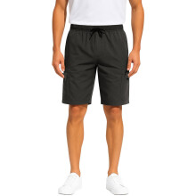 (Black, 38) Mens Stretch Cotton Cargo Shorts Multi Pocket