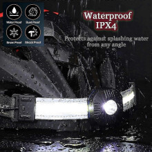 Rechargeable Headlamp with Taillight - 10 Modes, Lightweight, 500 Lumen, 90 Adjustable, Waterproof - Ideal for Camping, Hiking, Building, Ski Touring