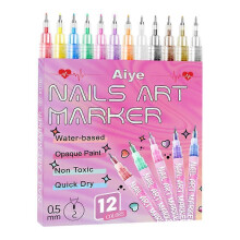 12 Color Nail Painted Graffiti Pen Diy Quick Drying Waterproof Pigment Pen