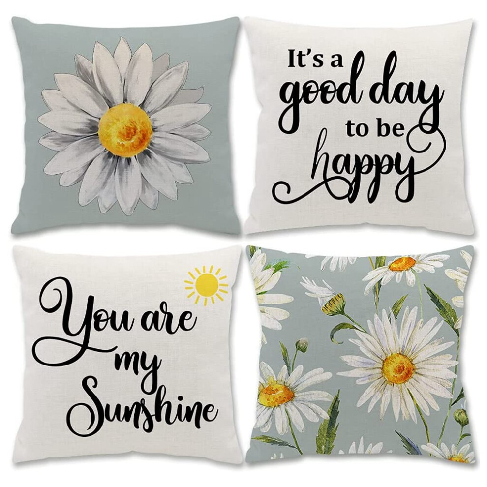 Semoic Pillow Covers 18X18 Inch Set Of 4 Summer Pillow Covers Decor Pillow Case Farmhouse Decor Pillows Home Decors For Sofa