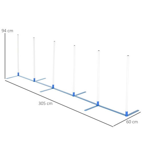 Set di pali per allenamento di agility e slalom per cani, bianco e blu 2