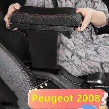 (A-black red line) Storage armrest for Peugeot 2008 interior upgrade