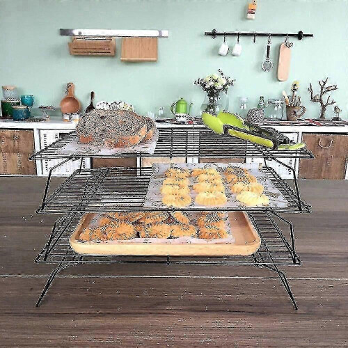 Baking Cookie Sheets 3layers Stackable Cake Cooling Rack Metal Biscuits Bread Cookie Cooling Rack Net Mat Bakingtools 1