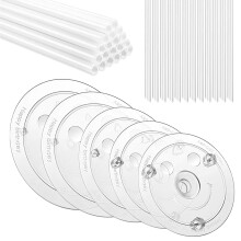 1 Set Plast Cake Dowel Rods Set 5 Cake Separator Plates för 4, 6, 8, 10, 12 Tums Kakor, Clear Cake Stacking Dowels