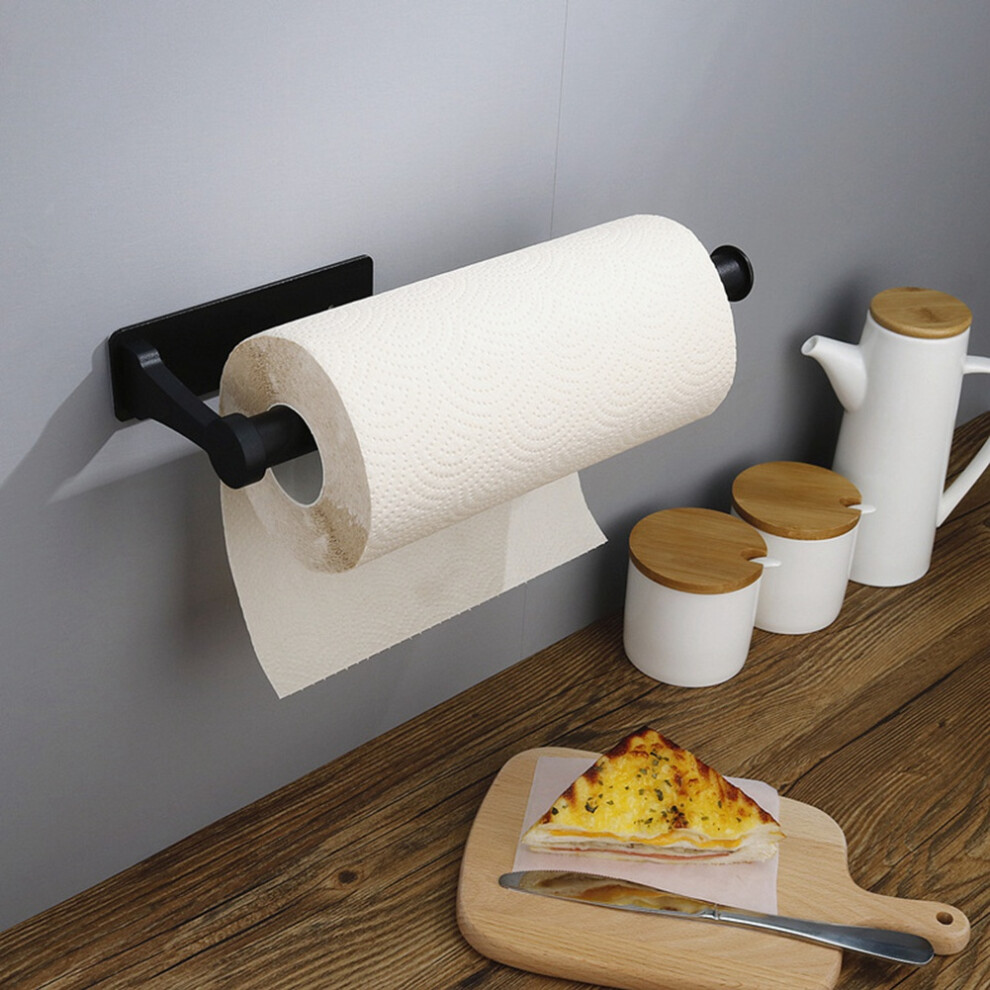 Semoic Paper Towel Holder Under Cabinet Self Adhesive, Wall Mount Paper Holder Bathroom Tissue Towel Rack Holders B