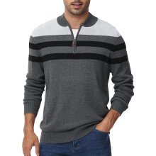 Tyhengta Suéter de Algodón para Hombre con Cremallera Elegante Gris Talla M — jersey cuello alto