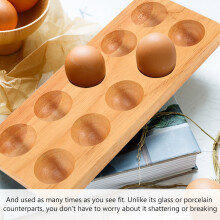 Egg Tray Wooden Egg Holder for Eggs Usable in Kitchen Refrigerator, or Countertop for Display or Storage, Holds 10 Eggs