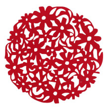 Round Tapis de Table de Cuisine de Table de Dîner de Cuisine de Feutre de Fleur Découpés Au Rouge de Coussin