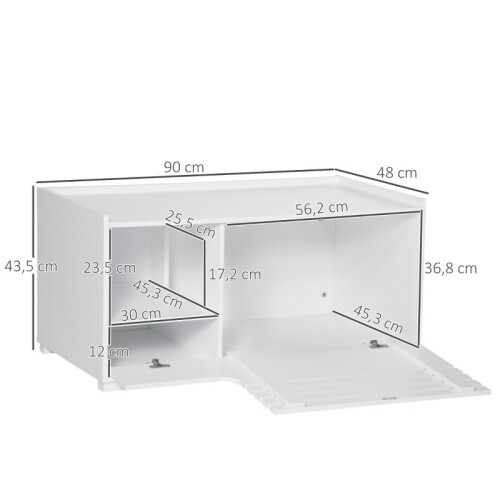 Mobiletto per gatti bianco con due ripiani e anta magnetica 2