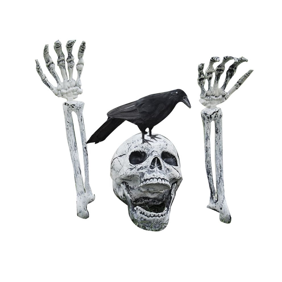 Semoic Realistic Skeleton Stakes And Crow Halloween Decorations For Lawn Stakes Garden Halloween Skeleton Decoration