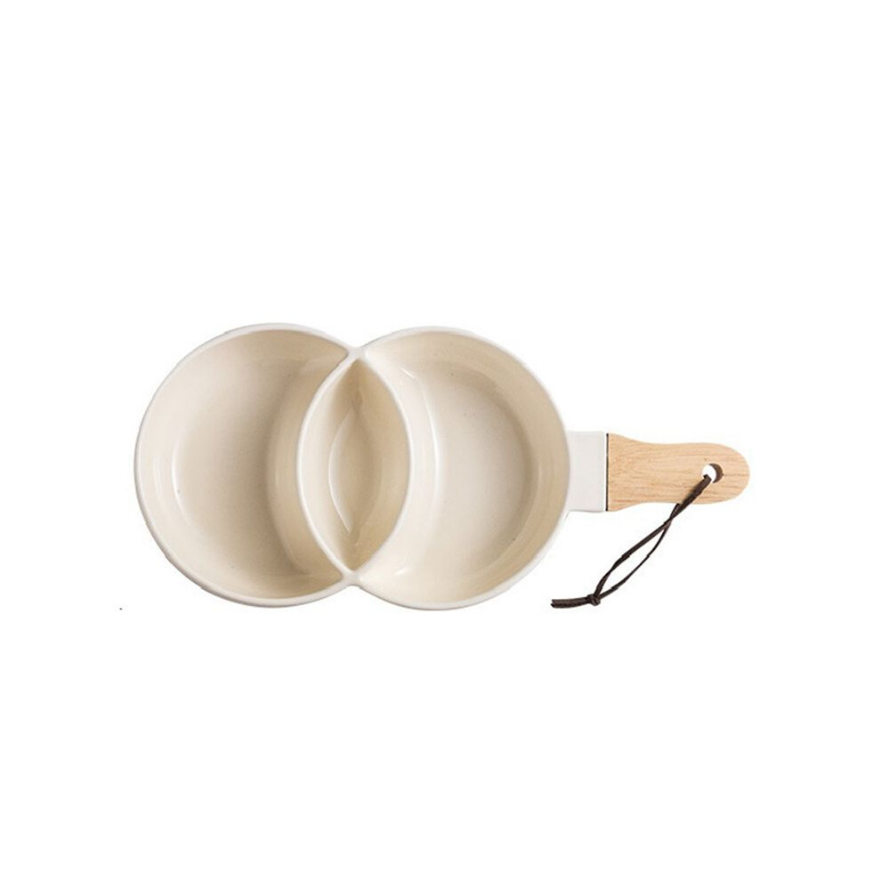 Semoic Ceramic Grid Snack Tray Dessert Plate Salad Bowl Kitchen Supplies Restaurant Tableware Fruit Decoration Tray Beige