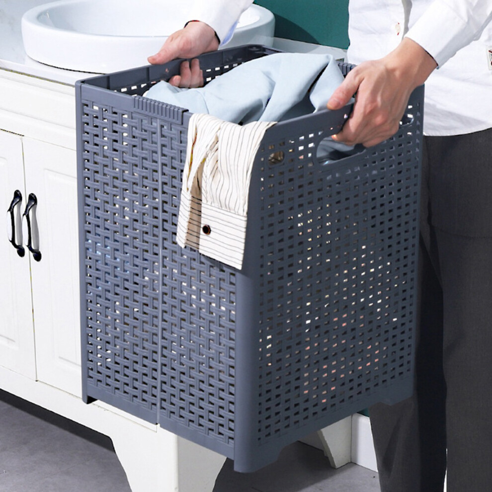 Semoic Dirty Clothes Storage Basket Toys Grid Organizer Basket Collapsible Large Laundry Hamper Waterproof Laundry Basket A