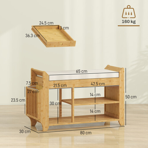 Homcom (Yellow) HOMCOM Shoe Bench Cushioned Seat 100 cm 2