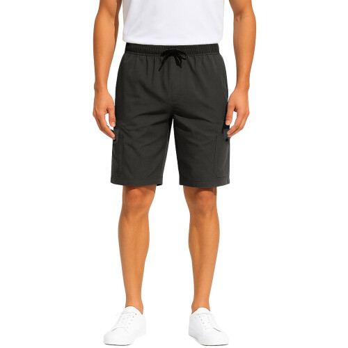 True Face (Black, 36) Mens Stretch Cotton Cargo Shorts Multi Pocket
