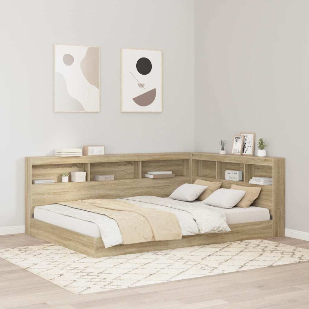 Vidaxl Storage Headboard With Shelf Sonoma Oak 135 Cm Engineered Wood