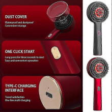 (Black Gray) Red Light Therapy Electric Scalp Massage Comb, Shiatsu Hair Growth Treatment, Anti-Hair Loss Hair Brush with Oil Applicator