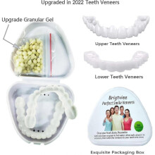 Upper & Lower Teeth Veneers - 2 Pairs Simulation Braces Sp On Veneers Smile Fake Teeth Cover Imperfect Teeth Perfect Whitening False Teeth Size De