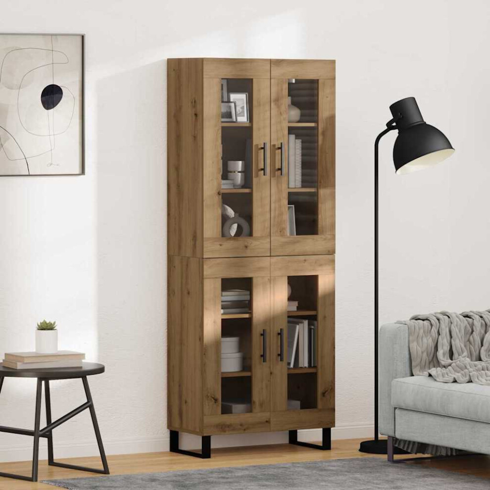 Vidaxl Highboard 2 Pcs Artisan Oak Engineered Wood And Glass