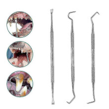Professional Dental Tools, Dog Teeth Scaler And Scraper Stainless Steel Tartar Remover, 3 Pack Stainless Steel Dog Teeth Cleaning Tools