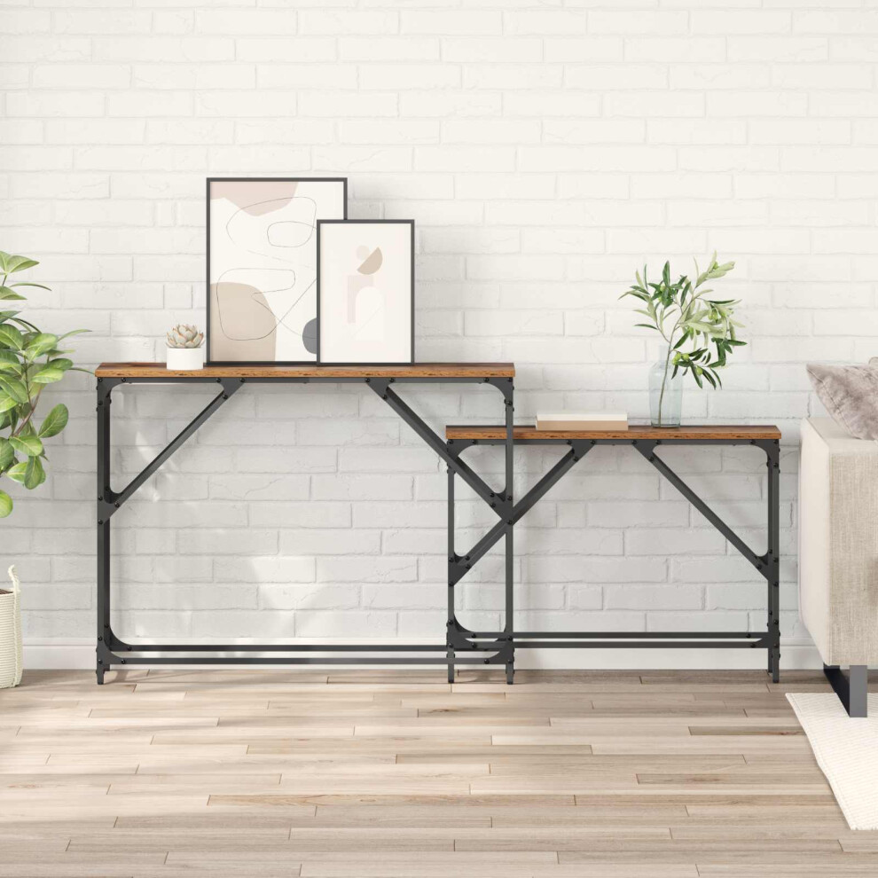 Vidaxl Console Table 2 Pcs Old Wood 100 X 28 X 75 Cm Engineered Wood