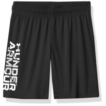 Shorts de Performance Prototype Under Armour pour Garçons, Taille Élastique, Légers et Sèche Rapidement, Noir Signature Blanc, 7