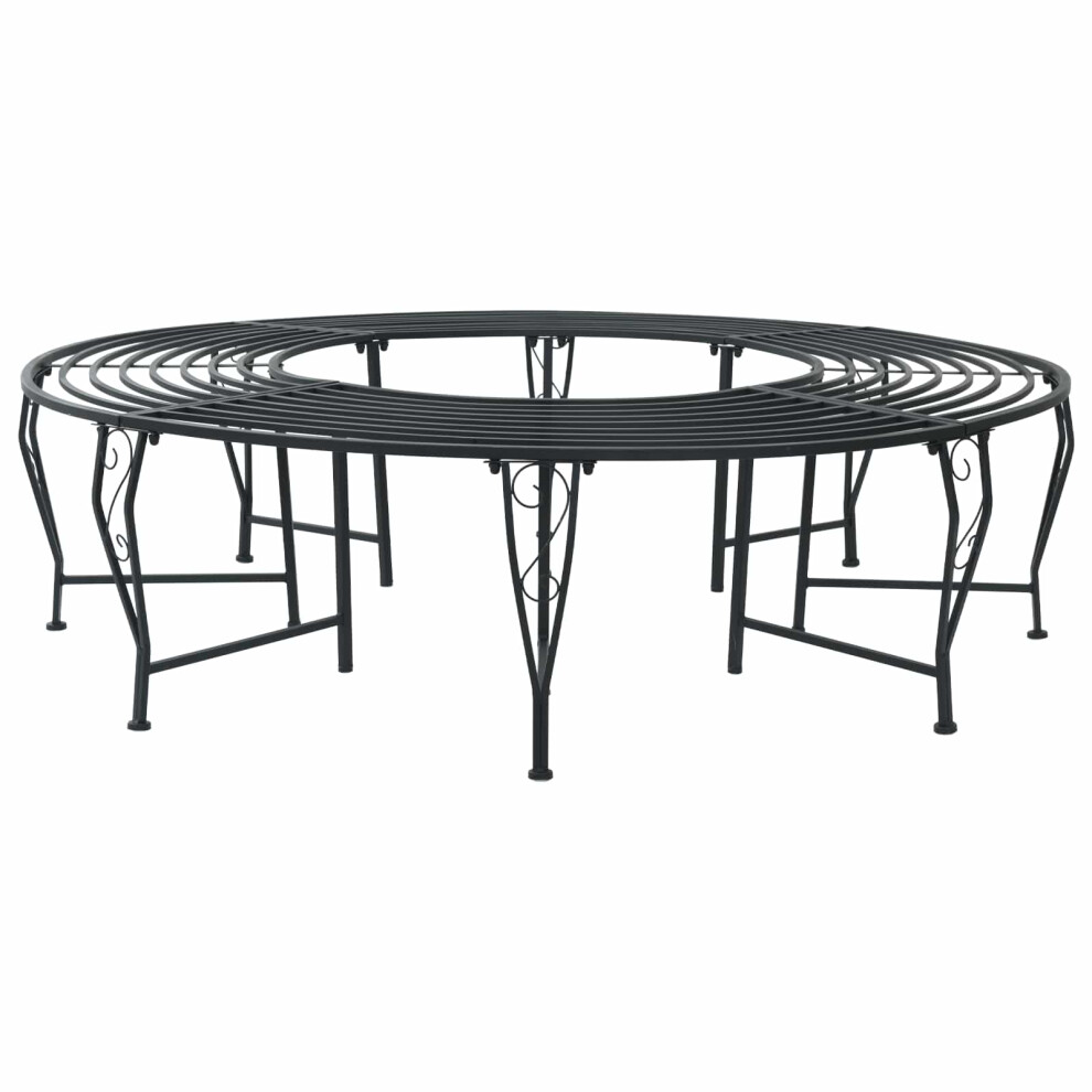 Vidaxl Tree Bench 8-Seater Ø 160 X 44 Cm Steel Black Round