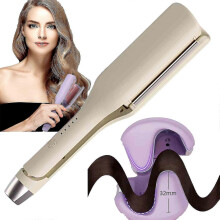(Pink) French Wave Curling Iron Rommantic French Eggs Roll Curling Iron V-shape Ceramic Bigwaves 2024 new Hair Crimper