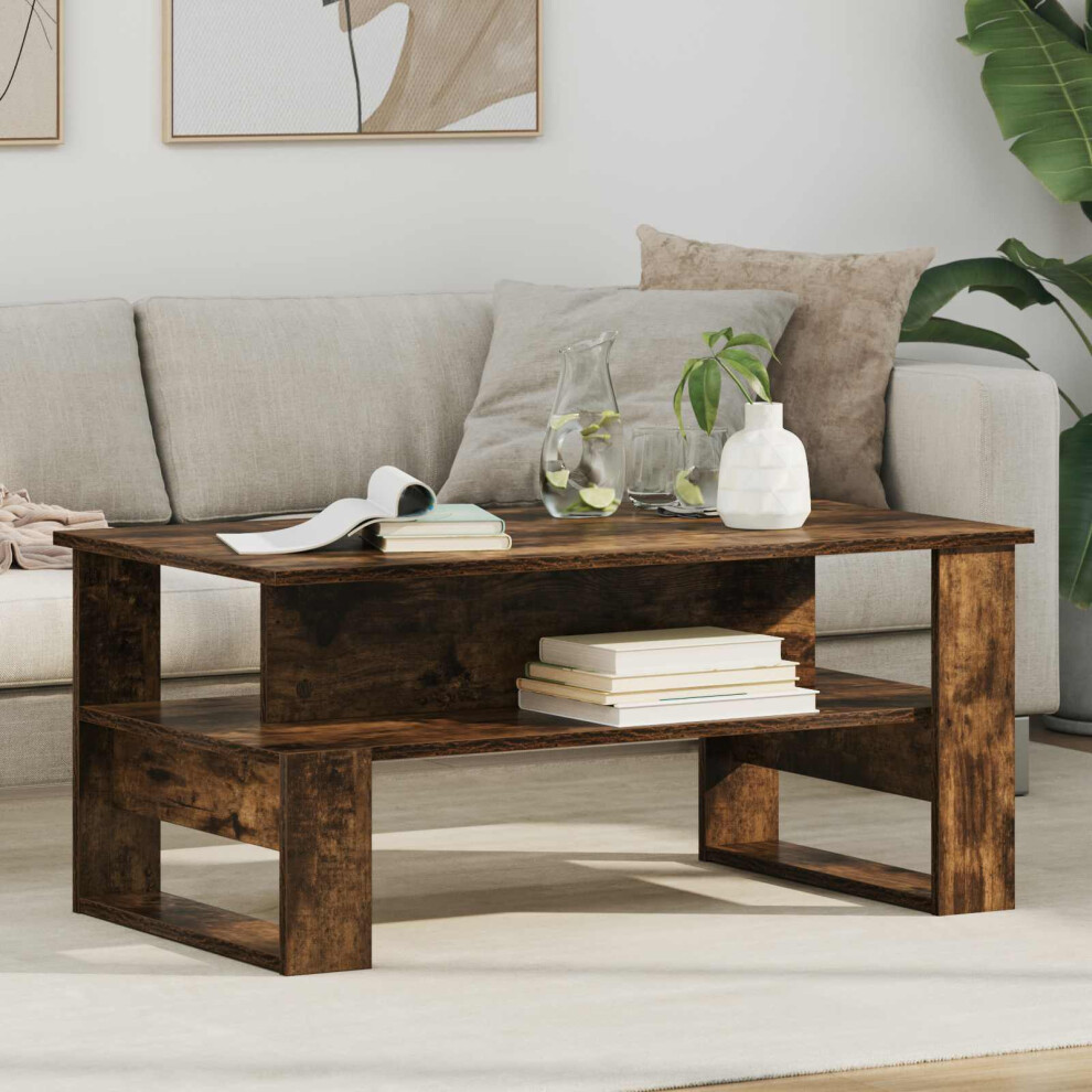 Vidaxl Coffee Table Smoked Oak 90 X 50 X 40 Cm Engineered Wood Brown