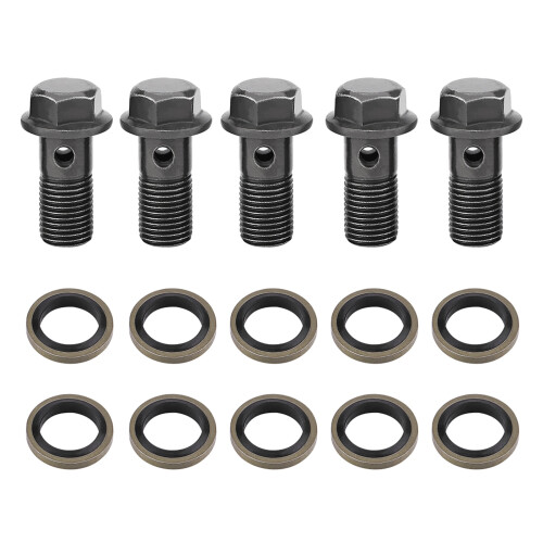 Iron Motorcycle Brake Banjo Bolt Kit 5pcs