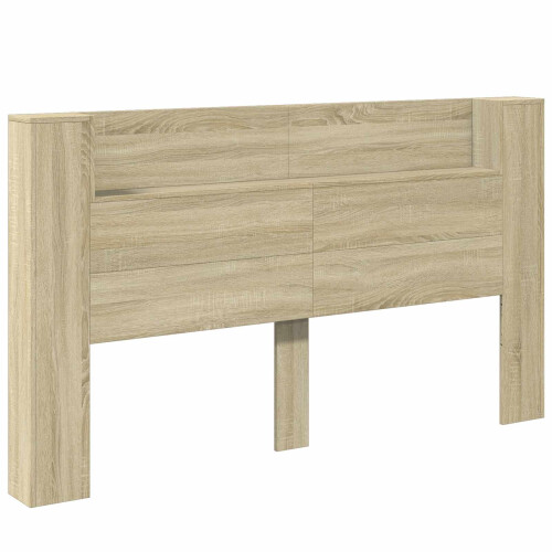VidaXL vidaXL Storage Headboard with LED Sonoma Oak Engineered Wood 2