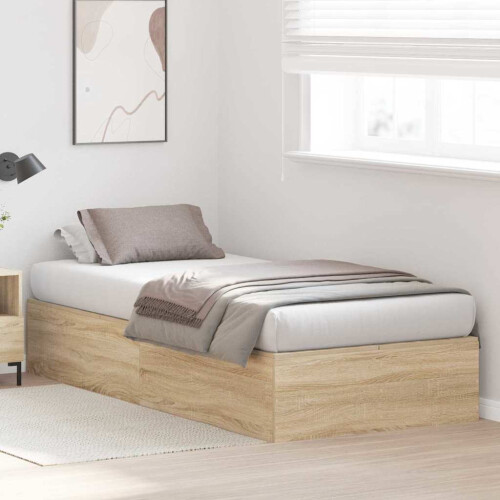 VidaXL vidaXL Storage Bed Frame Sonoma Oak 90 x 190 cm Engineered Wood 2