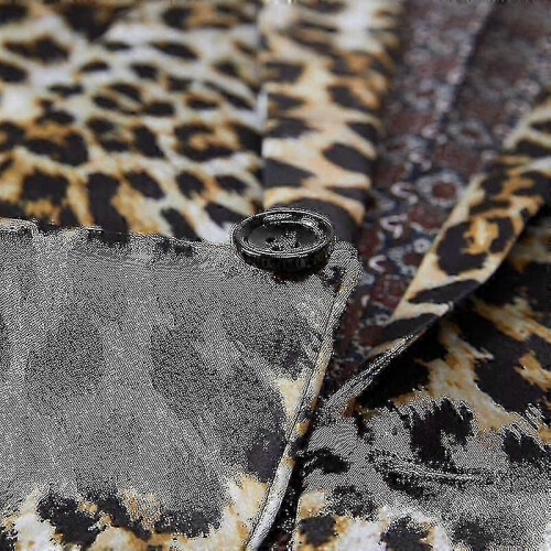 (S) Men Leopard Print Blazer Slim Fit Casual One Button Suit Jacket Tuxedo