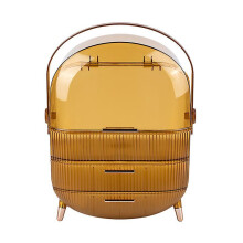 (yellow) Portable Large Capacity Light Luxury Cosmetic Storage Box