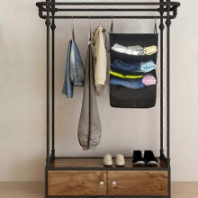 (Black three-layer) Outdoor travel business trip three-layer clothing storage hanging bag foldable mesh storage bag