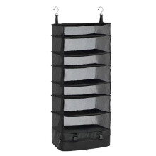 (Black seven-layer) Outdoor travel business trip three-layer clothing storage hanging bag foldable mesh storage bag