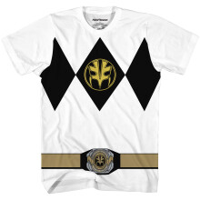 Power Rangers Vita Kostym T-Shirt (Vit, XXL)