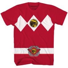 Power Rangers Röd Kostym T-Shirt (Röd, Liten)