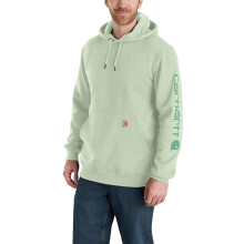 Sudadera gráfica con logo de manga Carhartt para hombre, ajuste holgado, verde tierno, mediana