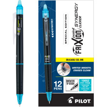 PILOT, FriXion Synergy Clicker, Eraserbar, Refillbar, Retractable Gelpenna, 0.5 mm, 12-pack, Turkosbläck