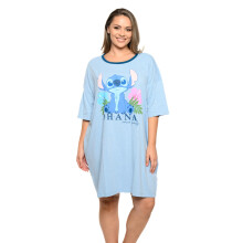 Disney Camisón para Mujer Azul Jaspeado (Stitch, Talla Única Plus)