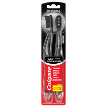 Brosse à dents électrique Colgate 360 Vibrate Charbon, Douce, 2 Compte