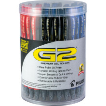 Stylo Gel Roller Premium Pilot G2, Pointe Fine 0,7 mm, Couleurs Assorties, Tubes de 36