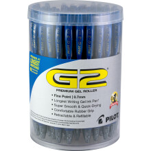 Stylos Gel Pilot G2 Premium, Stylo Bleu, Pointe Fine 0,7 mm, Tubes de 48