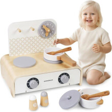 Cozinha dobrável de madeira para crianças - MAMABRUM - 32x21x26 cm - 2 queimadores - Acessórios incluídos - A partir de 3 anos