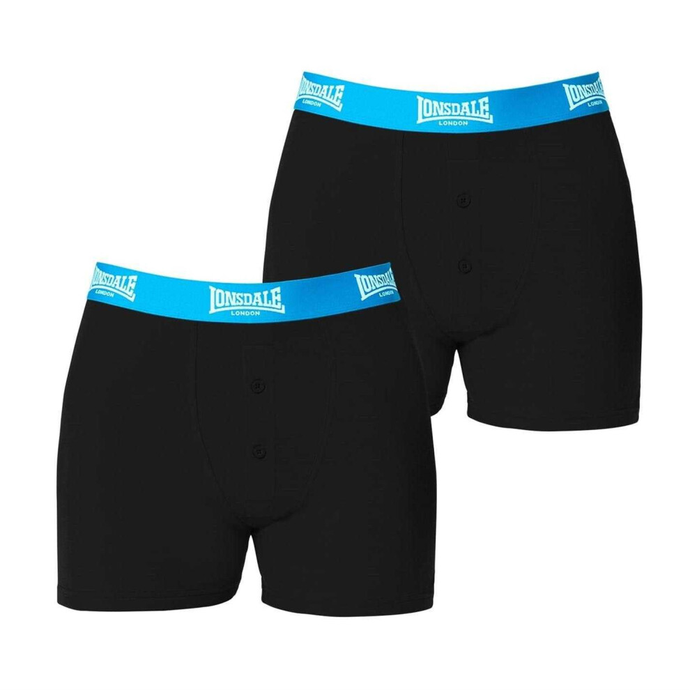 Lonsdale (Xxl, Black/Bright Blue) Mens Boxer Shorts (Pack Of 2) Blue,Black