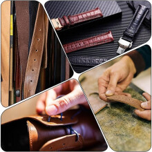 Screw Punch Handle Belt Hole Puncher Adjustable Automatic Punching Tool with 6 Tips Size or Leather Belt Bag Wristband